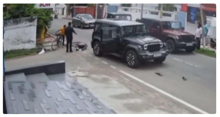 Student Rams Elderly Scooter Rider Twice